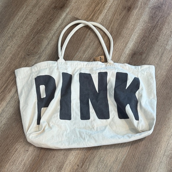 PINK Victoria's Secret Cream and Black Tote - Picture 1 of 8